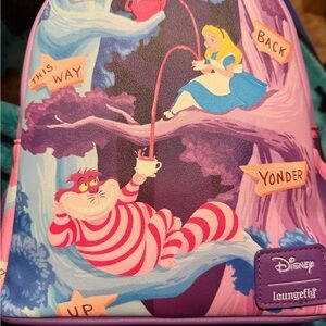 Loungefly Disney Alice in Wonderland Cheshire Cat Pink Purple Backpack